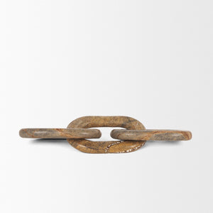 Mercana Reinir Decorative Chain Link in Handcrafted Red-Brown Marble – Sculptural Accent for Modern Spaces 70705