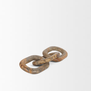 Mercana Reinir Decorative Chain Link in Handcrafted Red-Brown Marble – Sculptural Accent for Modern Spaces 70705