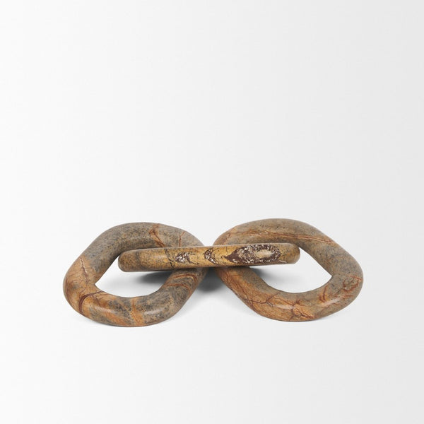 Mercana Reinir Decorative Chain Link in Handcrafted Red-Brown Marble – Sculptural Accent for Modern Spaces 70705