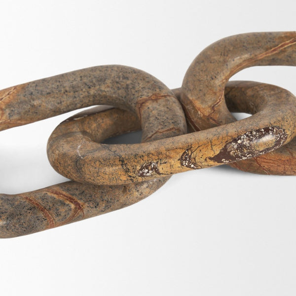 Mercana Reinir Decorative Chain Link in Handcrafted Red-Brown Marble – Sculptural Accent for Modern Spaces 70705