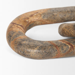 Mercana Reinir Decorative Chain Link in Handcrafted Red-Brown Marble – Sculptural Accent for Modern Spaces 70705