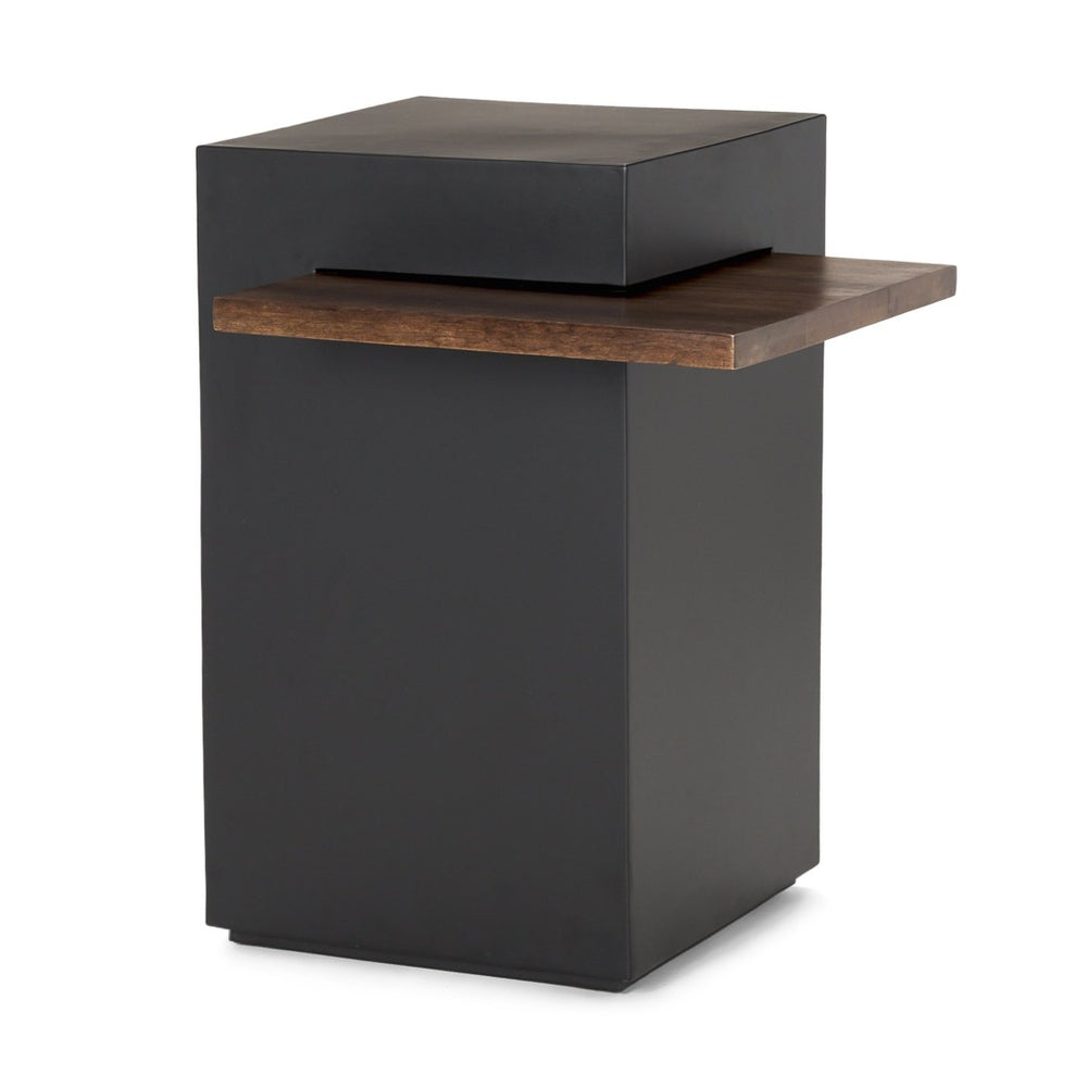 Mercana Charles Contemporary Matte Black Accent Table with Mango Shelf - Ideal for Modern Spaces! 70745
