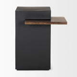 Charles Matte Black Metal with Wood Shelf Square Accent Table 70745 Mercana