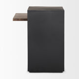 Charles Matte Black Metal with Wood Shelf Square Accent Table 70745 Mercana