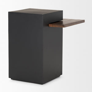 Mercana Charles Contemporary Matte Black Accent Table with Mango Shelf - Ideal for Modern Spaces! 70745