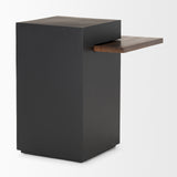 Charles Matte Black Metal with Wood Shelf Square Accent Table 70745 Mercana