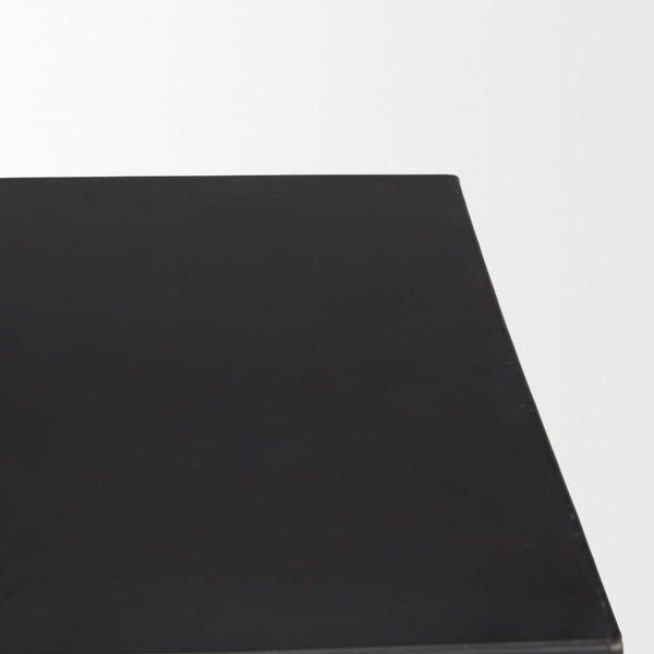 Mercana Charles Contemporary Matte Black Accent Table with Mango Shelf - Ideal for Modern Spaces! 70745