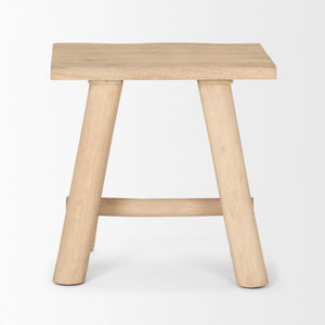 Mercana Sekou Rustic Craftsman Stool - Solid Mango Wood Accent Seat with Curved Edges for Versatile Use 70782