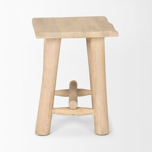 Mercana Sekou Rustic Craftsman Stool - Solid Mango Wood Accent Seat with Curved Edges for Versatile Use 70782