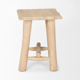 Sekou Light Brown Short Wooden Craftsman Stool 70782 Mercana