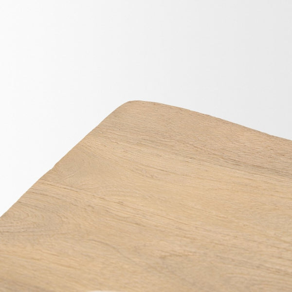 Mercana Sekou Rustic Craftsman Stool - Solid Mango Wood Accent Seat with Curved Edges for Versatile Use 70782