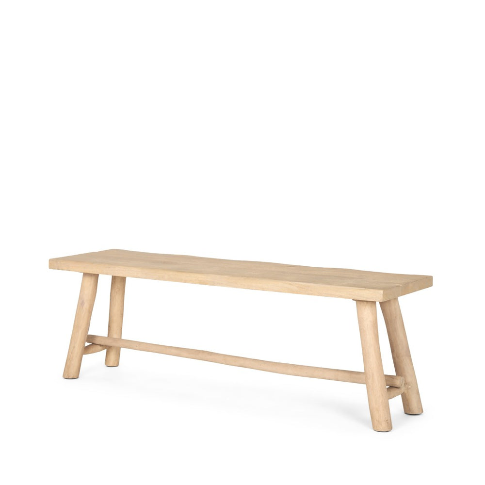 Mercana Sekou Handcrafted Mango Wood Craftsman Bench with Eucalyptus Legs for Rustic Elegance and Durability 70784