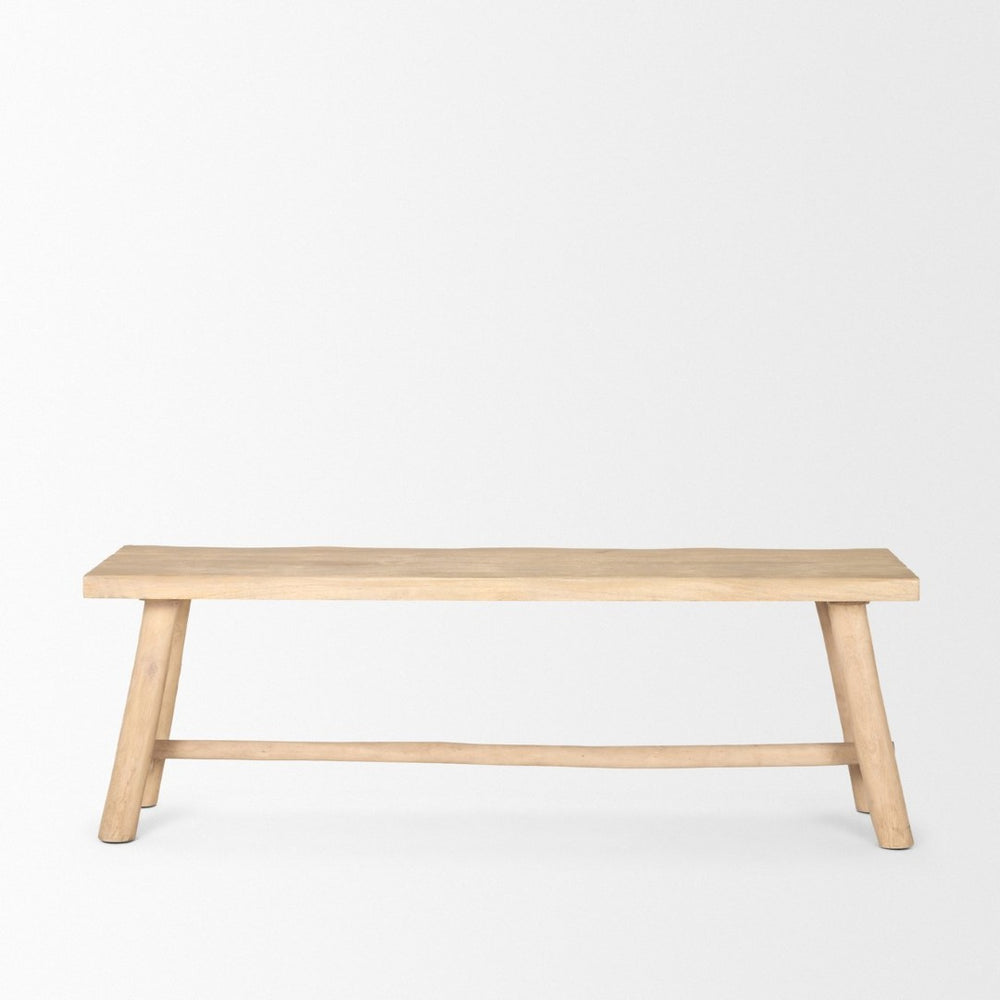 Mercana Sekou Handcrafted Mango Wood Craftsman Bench with Eucalyptus Legs for Rustic Elegance and Durability 70784