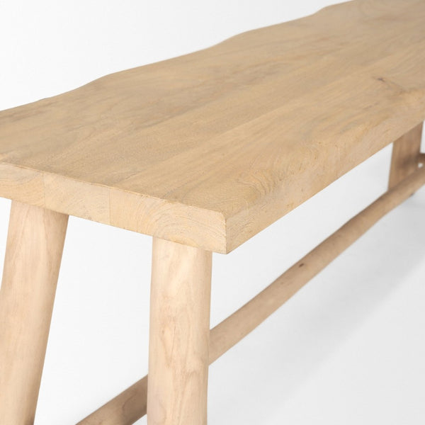 Mercana Sekou Handcrafted Mango Wood Craftsman Bench with Eucalyptus Legs for Rustic Elegance and Durability 70784