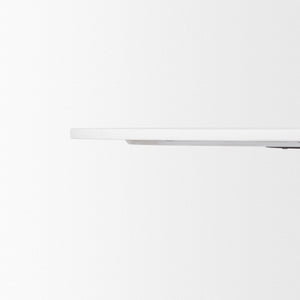 Mercana Maxwell Dining Table - Elegant Round White Marble Top with Sleek Black Pedestal Base for Modern Homes 70781-AB