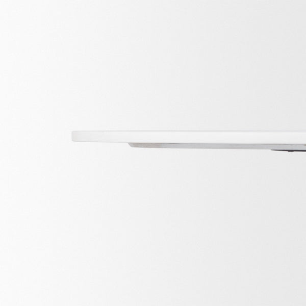 Mercana Maxwell Dining Table - Elegant Round White Marble Top with Sleek Black Pedestal Base for Modern Homes 70781-AB