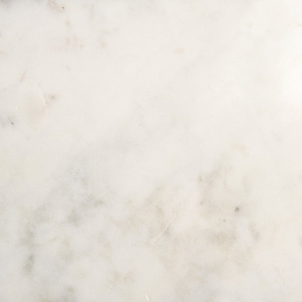 Mercana Satima Elegant Round Accent Table with Antiqued Gold Fluted Base and White Marble Top for Any Space White Marble | Gold Metal 70777