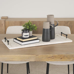 Mercana Alfred Rectangular Herringbone Tray - Rustic Charm with Metal Handles for Stylish Serving & Décor 67036