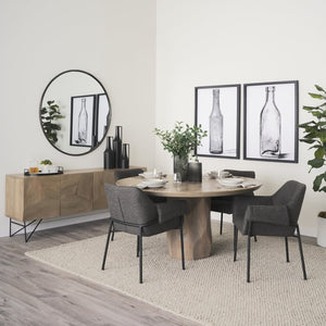Mercana Brently Dining Chair - Modern Comfort with Stylish Design for a Sophisticated Dining Space Gray Fabric | Black Metal 70249