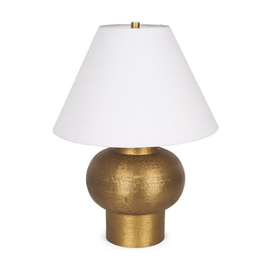 Mercana Salaah Elegant Antique Gold Table Lamp with Cream Shade - Artisanal Texture & Ambient Lighting Gold Metal | Cream Shade 70747