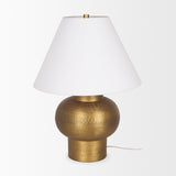 Salaah Antique Gold Brushed Metal with Cream Shade Table Lamp 70747 Mercana