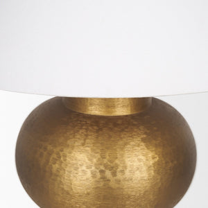 Mercana Salaah Elegant Antique Gold Table Lamp with Cream Shade - Artisanal Texture & Ambient Lighting Gold Metal | Cream Shade 70747