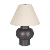 Salaah Black Brushed Metal with Beige Shade Table Lamp 70748 Mercana