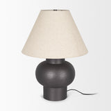 Salaah Black Brushed Metal with Beige Shade Table Lamp 70748 Mercana