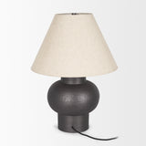 Salaah Black Brushed Metal with Beige Shade Table Lamp 70748 Mercana