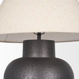 Salaah Black Brushed Metal with Beige Shade Table Lamp 70748 Mercana