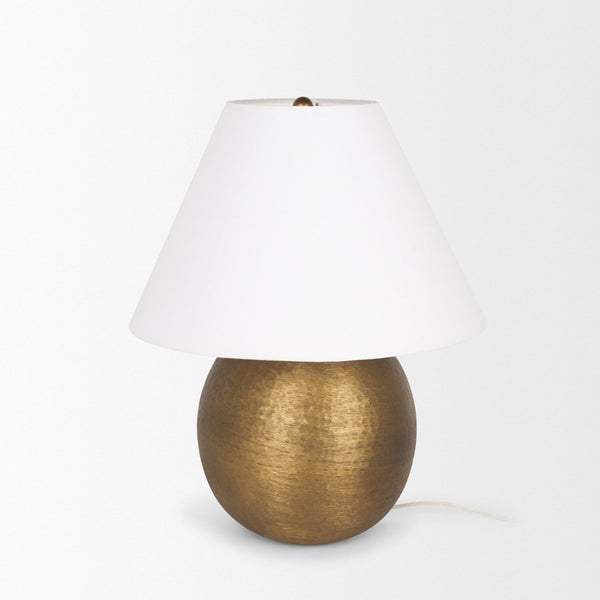 Mercana Sadiyah Table Lamp - Elegant Antiqued Metal Base with Cream Shade for Timeless Home Décor Lighting Gold Metal | Cream Shade 70749