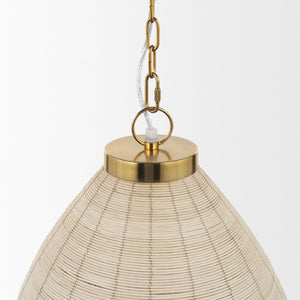 Mercana Saliha Pendant Light – Handwoven Natural Shade with Brass Wire Cage for Modern Rustic Ambiance 70752