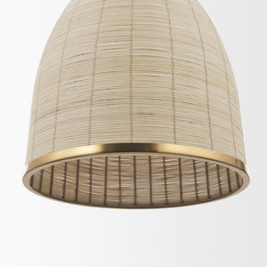 Mercana Saliha Pendant Light – Handwoven Natural Shade with Brass Wire Cage for Modern Rustic Ambiance 70752