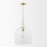 Sadah Large Clear Blown Glass with Gold Metal Pendant Light 70753 Mercana