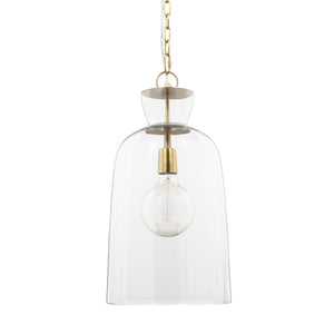 Mercana Sadah Pendant Light - Refined Elegance with Mouthblown Shade for Modern & Transitional Spaces Glass | Gold Metal | Tall 70754