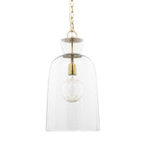 Sadah Tall Clear Blown Glass with Gold Metal Pendant Light 70754 Mercana