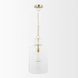 Sadah Tall Clear Blown Glass with Gold Metal Pendant Light 70754 Mercana