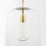 Sadah Tall Clear Blown Glass with Gold Metal Pendant Light 70754 Mercana