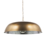 Sanne Antiqued Gold Metal with Silver Foil Wide Pendant Light 70758 Mercana