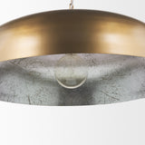 Sanne Antiqued Gold Metal with Silver Foil Wide Pendant Light 70758 Mercana