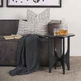 Mercana Sobi Textured Matte Black Round Metal Accent Table 70617