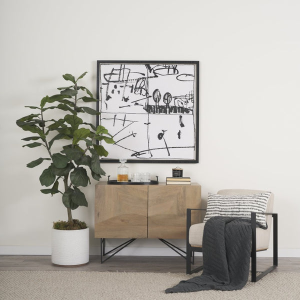 Mercana Darwin Accent Cabinet with Geometric Doors - Stylish Storage Solution for Modern Living Spaces 70682