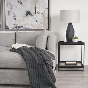 Mercana Trey Modern Accent Table – Industrial Design with Tempered Shelves for Stylish Living Spaces 69787