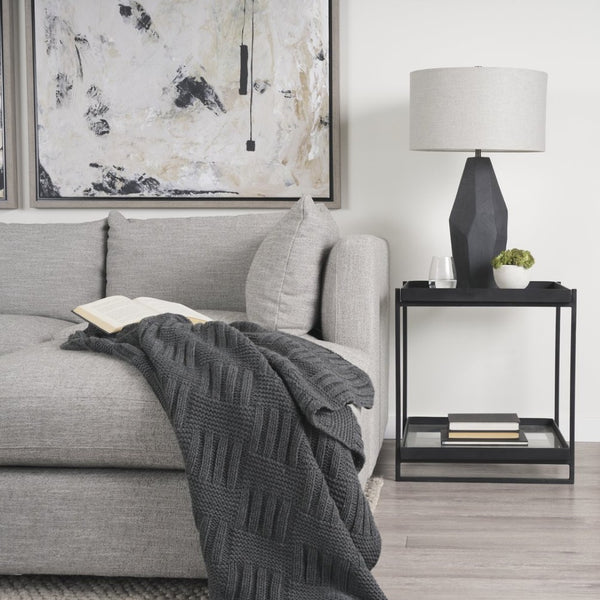 Mercana Trey Modern Accent Table – Industrial Design with Tempered Shelves for Stylish Living Spaces 69787