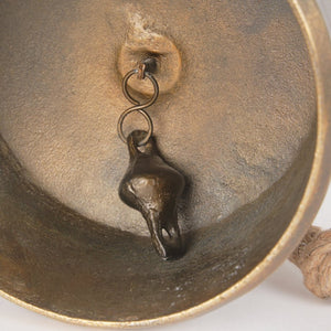 Mercana Quincy Decorative Bell Accent with Antiqued Finish and Natural Rope Handle for Timeless Charm Gold Metal | Large 70651