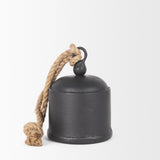 Quincy Medium Matte Black Metal Decorative Bell Object 70655 Mercana