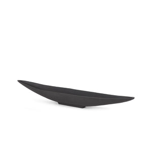 Mercana Piero Decorative Canoe-Shaped Bowl: Sculptural Aluminum Accent for Modern Tabletop Elegance Matte Black Metal | Small 70657