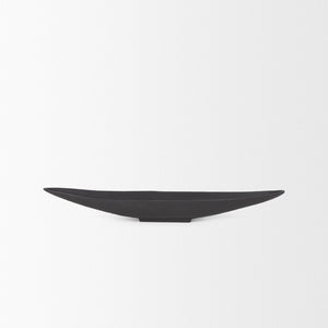 Mercana Piero Decorative Canoe-Shaped Bowl: Sculptural Aluminum Accent for Modern Tabletop Elegance Matte Black Metal | Small 70657