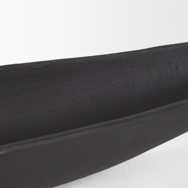 Mercana Piero Decorative Canoe-Shaped Bowl: Sculptural Aluminum Accent for Modern Tabletop Elegance Matte Black Metal | Small 70657