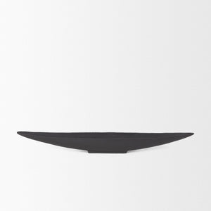 Mercana Piero Decorative Canoe-Shaped Bowl: Sculptural Aluminum Accent for Modern Tabletop Elegance Matte Black Metal | Large 70658